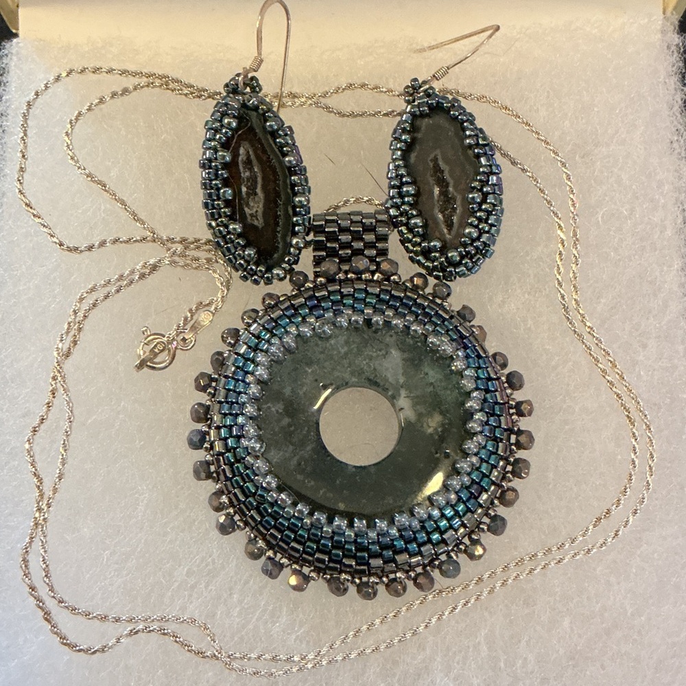 Very Boho Seed Bead Necklace and Earring Set